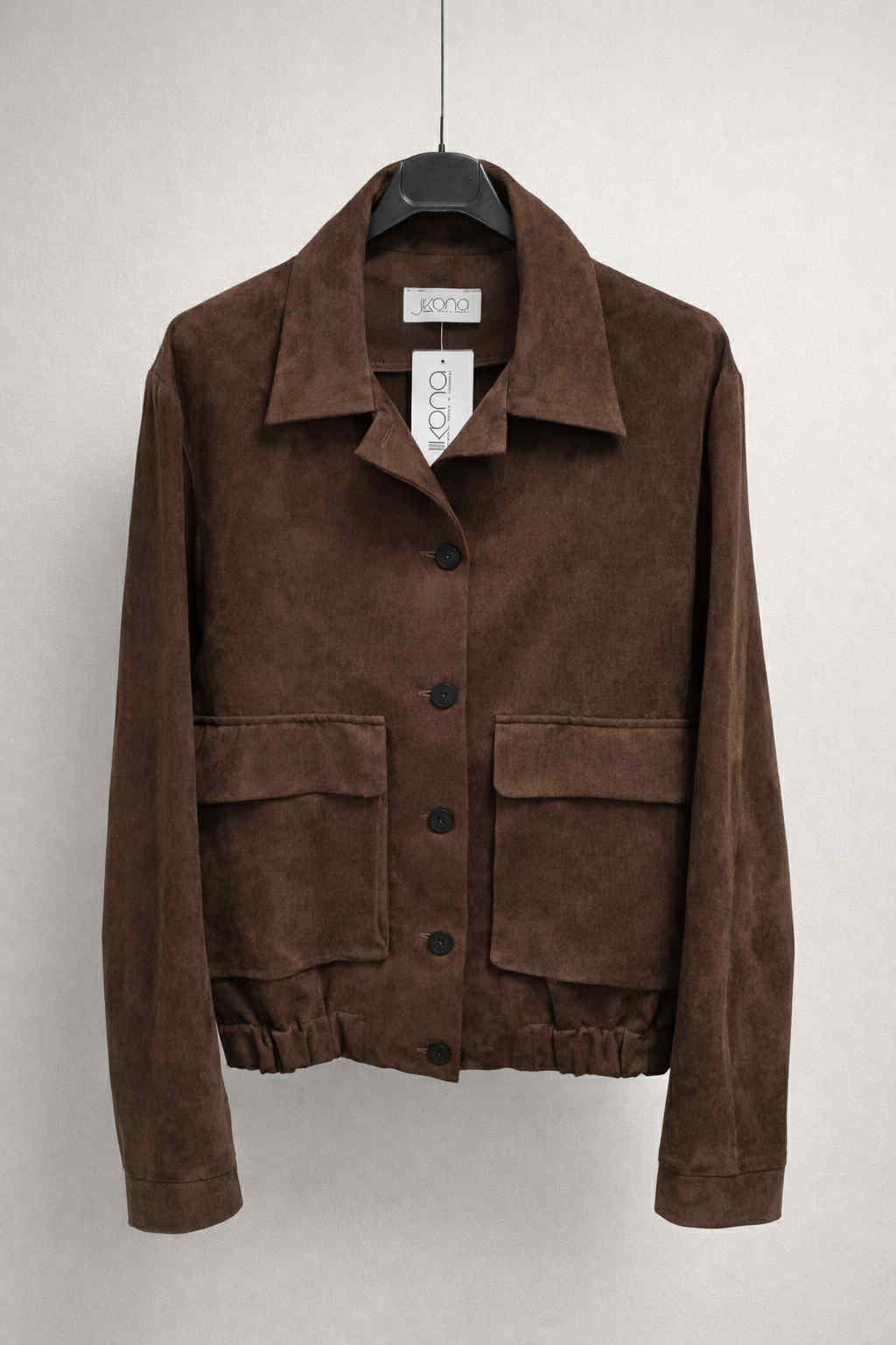 Trumpas švarkas iš minkšto dirbtinio zomšo - Image 3