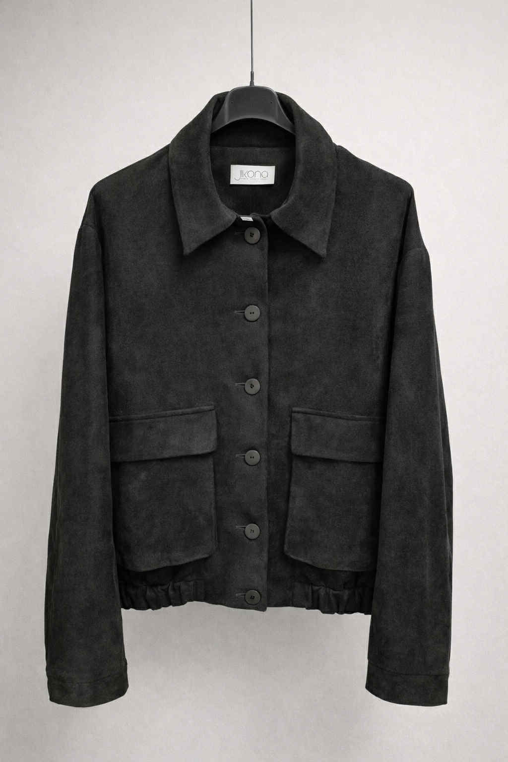 Trumpas švarkas iš minkšto dirbtinio zomšo - Image 4